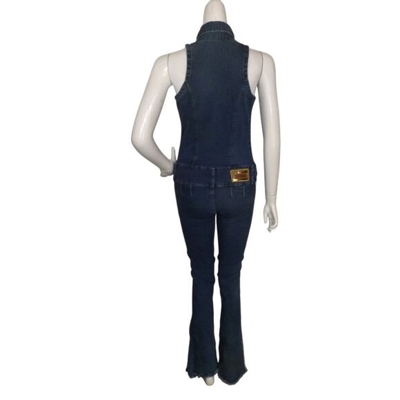 SCORPIO Denim Jumpsuit, 1 JR, Button front, low rise, Flare/fringe hem, Pockets - Picture 5 of 11
